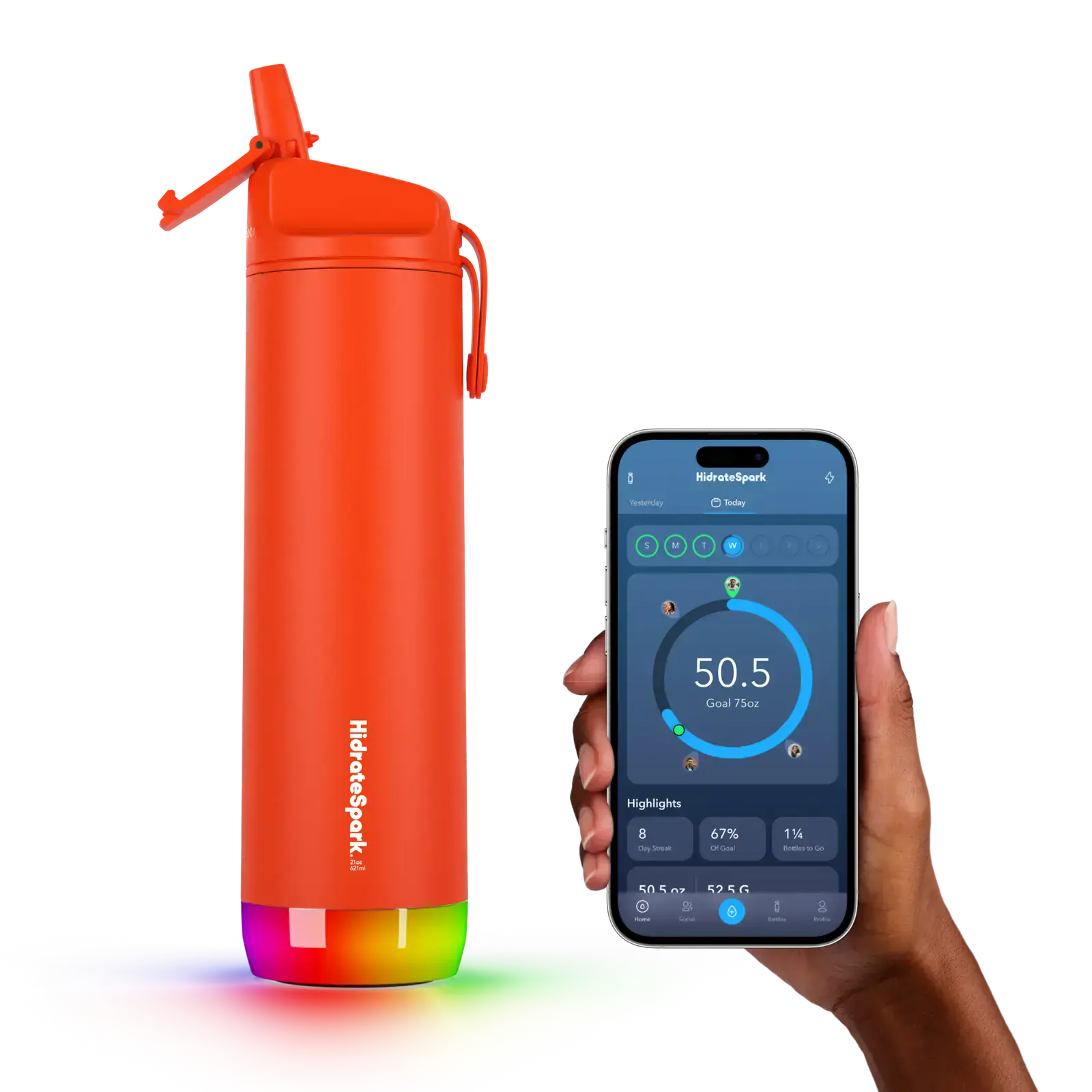 Розумна пляшка для води HidrateSpark PRO 21 oz/621 ml - Straw Lid - Lava (‎HI-012-002)