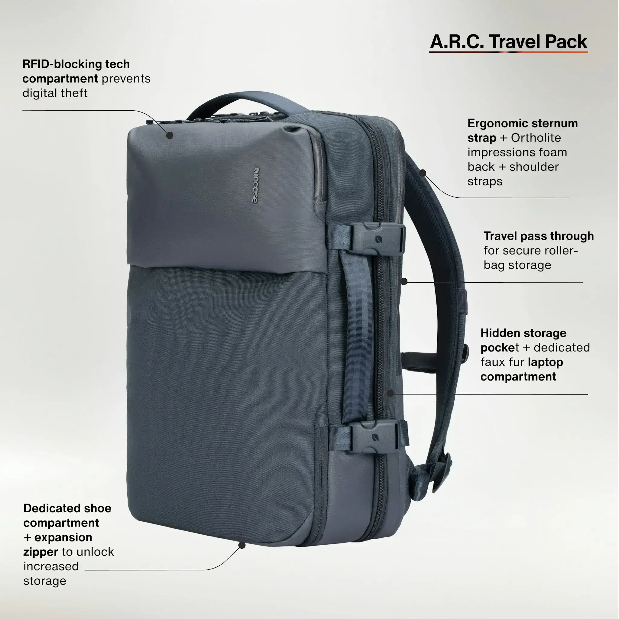 Рюкзак Incase A.R.C. Travel Pack with ReSpun 100% Recycled Polyester 38L - Navy (INCO100682-NVY)