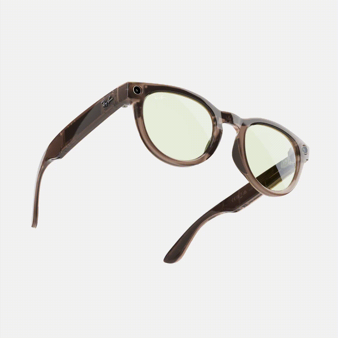 Смарт-очки Ray-Ban | Meta Headliner Standard - Shiny Warm Stone Transparent / Tint to Dark Green Transitions (RW4009F 6705M1 51-23)