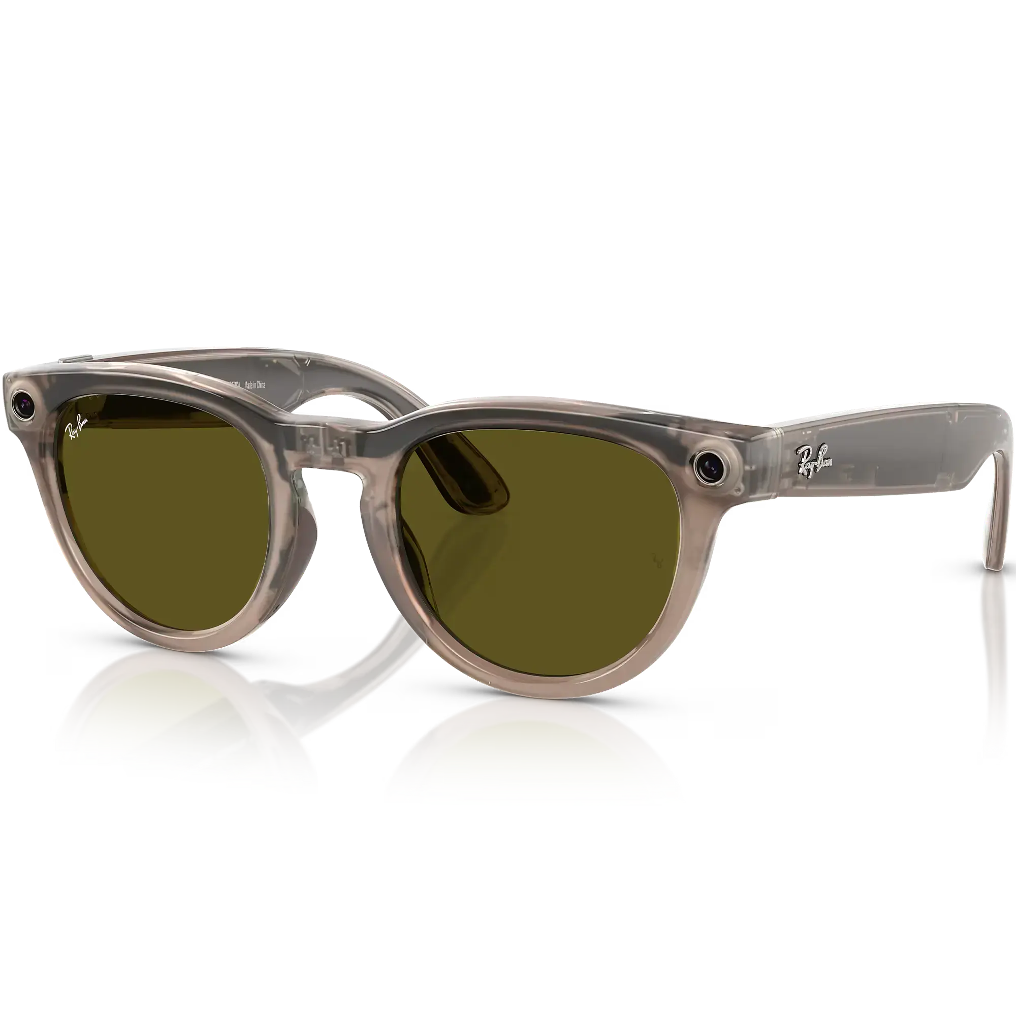 Смарт-очки Ray-Ban | Meta Headliner Standard - Shiny Warm Stone Transparent / Tint to Dark Green Transitions (RW4009F 6705M1 51-23)