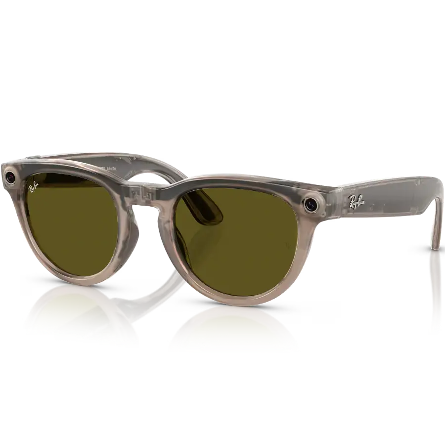 Смарт-окуляри Ray-Ban | Meta Headliner Standard - Shiny Warm Stone Transparent / Tint to Dark Green Transitions (RW4009F 6705M1 51-23)