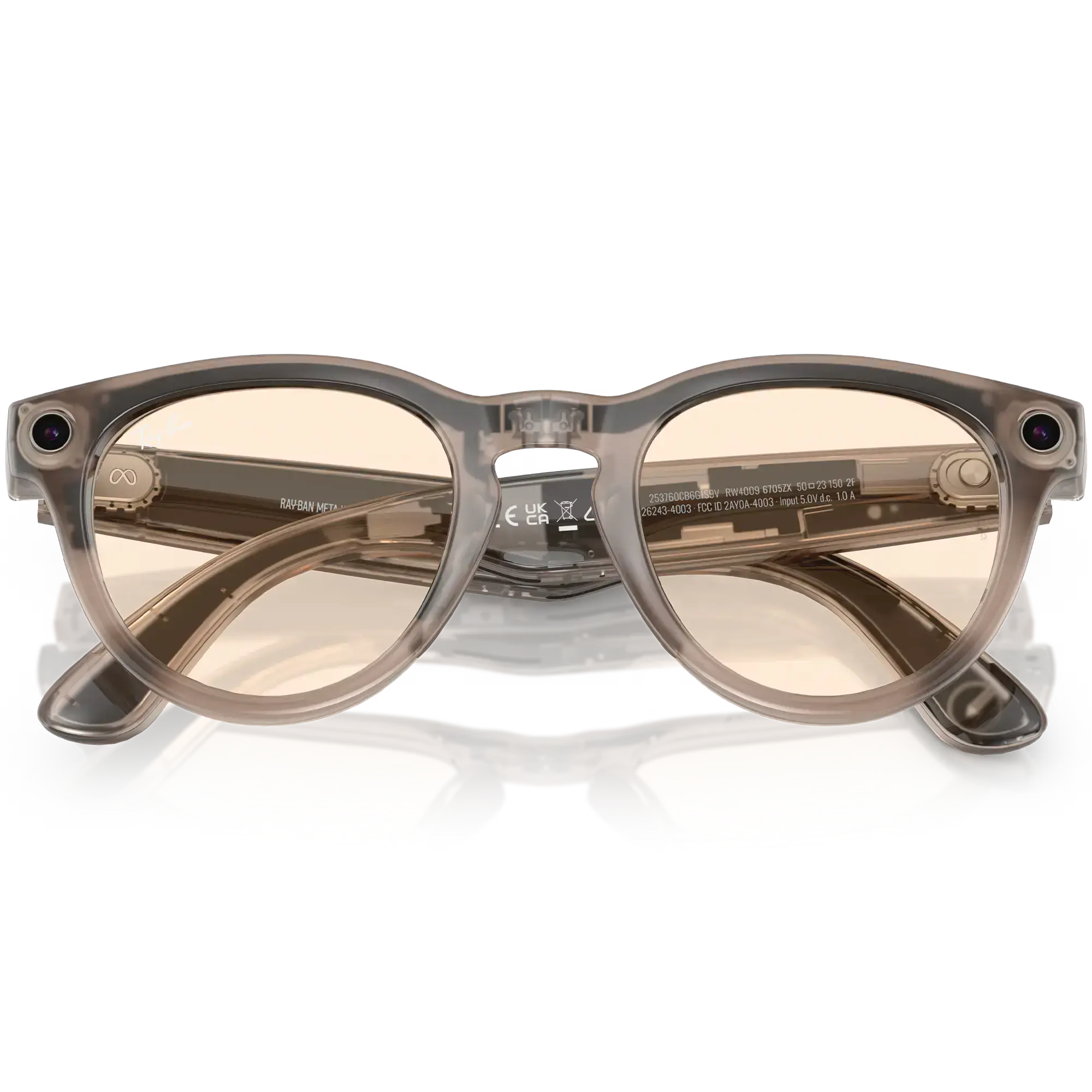 Смарт-очки Ray-Ban | Meta Headliner Standard - Shiny Warm Stone Transparent / Tint to Saffron Yellow Transitions (RW4009 6705ZX 50-23)