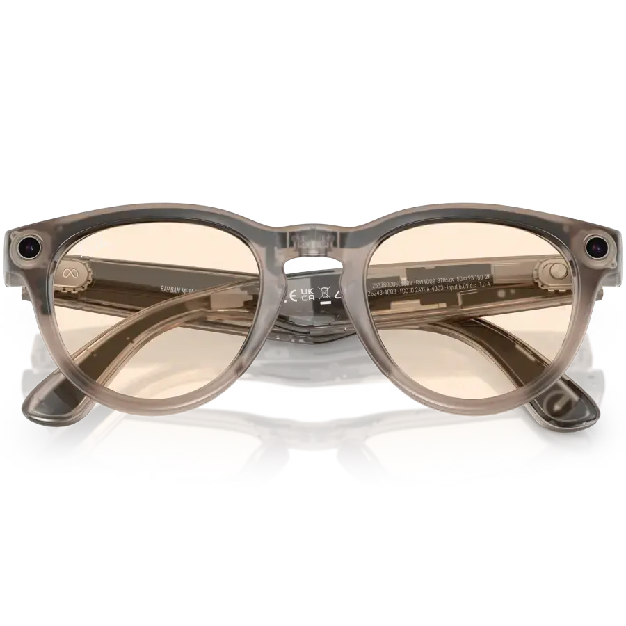 Смарт-очки Ray-Ban | Meta Headliner Standard - Shiny Warm Stone Transparent / Tint to Saffron Yellow Transitions (RW4009 6705ZX 50-23)