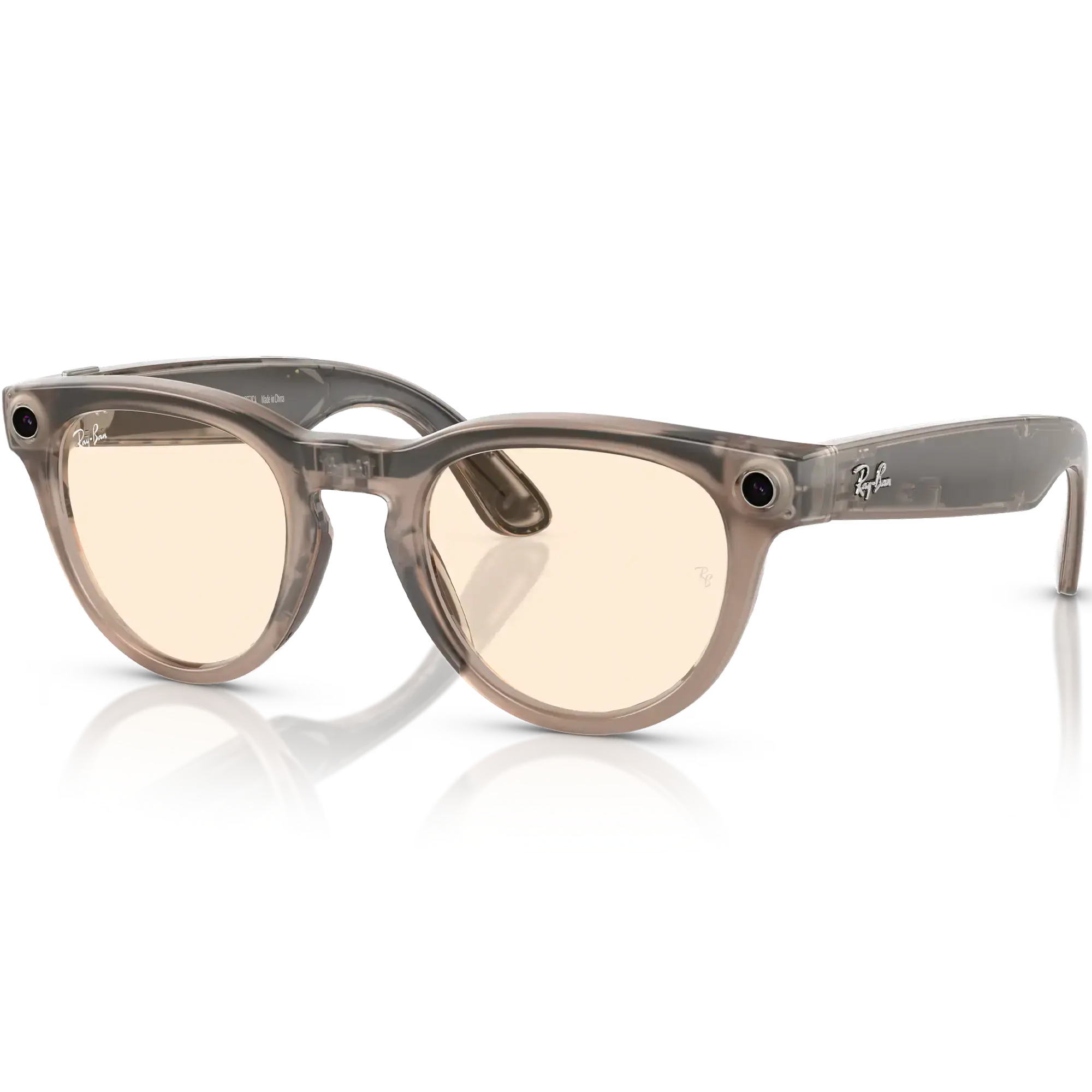 Смарт-очки Ray-Ban | Meta Headliner Standard - Shiny Warm Stone Transparent / Tint to Saffron Yellow Transitions (RW4009 6705ZX 50-23)