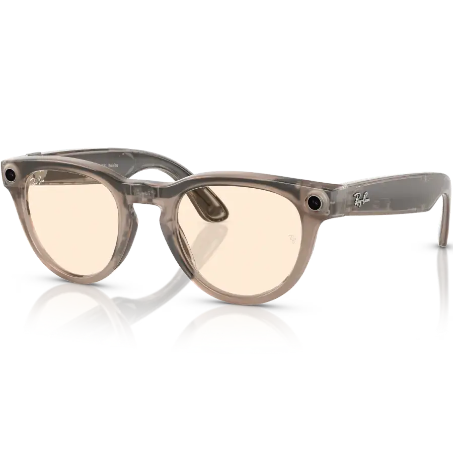 Смарт-очки Ray-Ban | Meta Headliner Standard - Shiny Warm Stone Transparent / Tint to Saffron Yellow Transitions (RW4009 6705ZX 50-23)