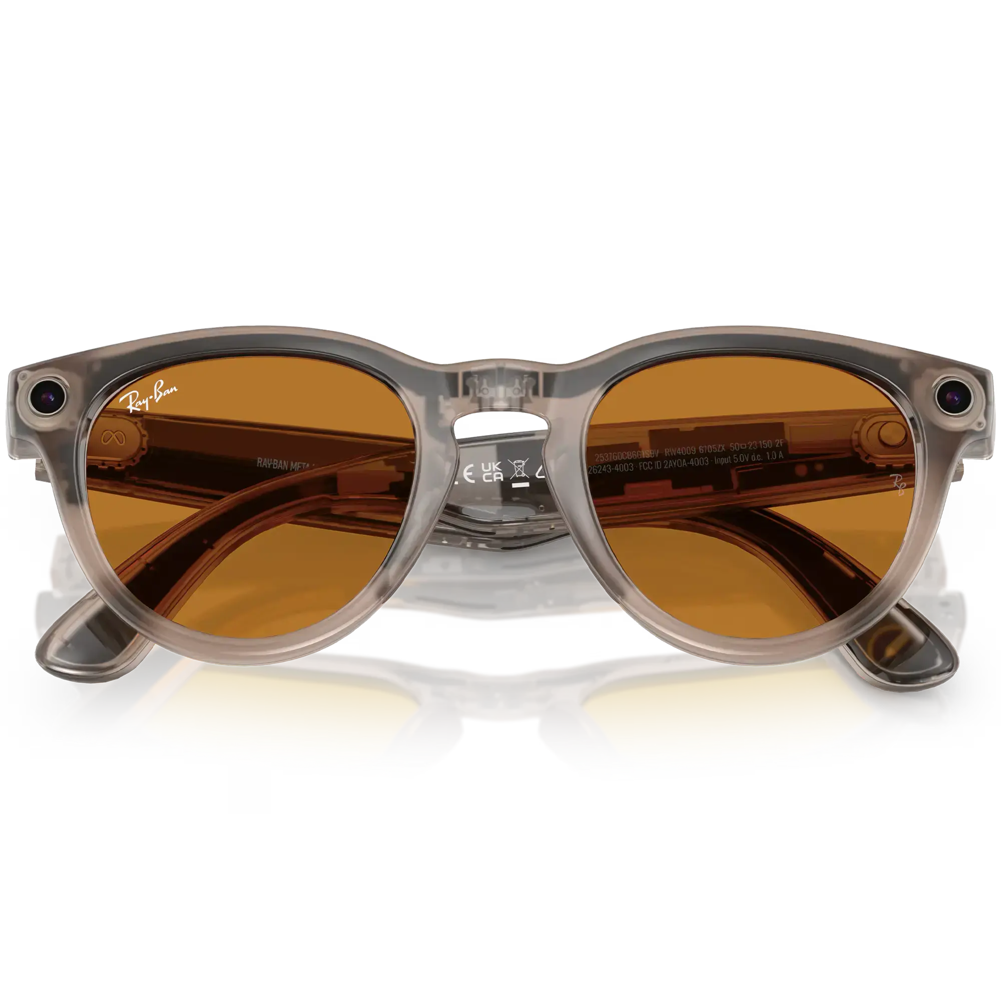 Смарт-очки Ray-Ban | Meta Headliner Standard - Shiny Warm Stone Transparent / Tint to Saffron Yellow Transitions (RW4009 6705ZX 50-23)