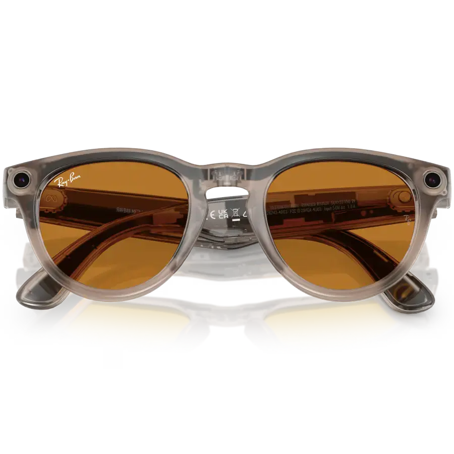 Смарт-очки Ray-Ban | Meta Headliner Standard - Shiny Warm Stone Transparent / Tint to Saffron Yellow Transitions (RW4009 6705ZX 50-23)