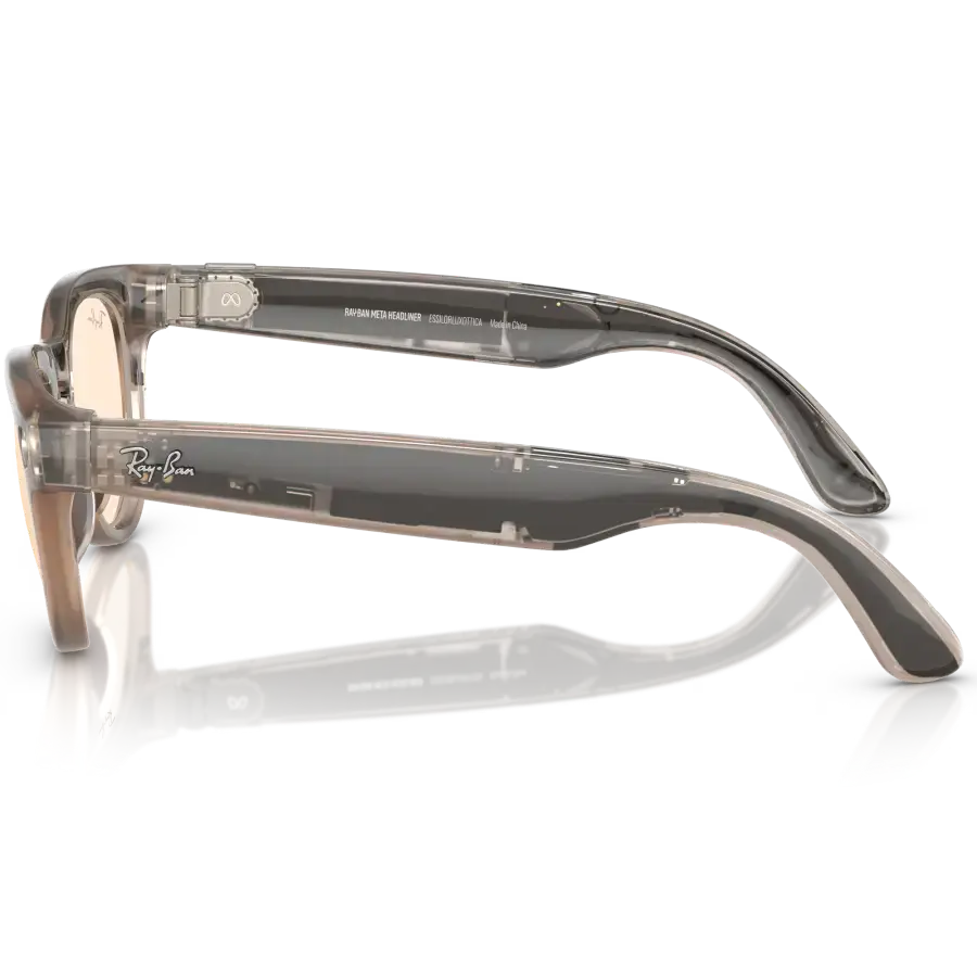 Смарт-очки Ray-Ban | Meta Headliner Standard - Shiny Warm Stone Transparent / Tint to Saffron Yellow Transitions (RW4009 6705ZX 50-23)