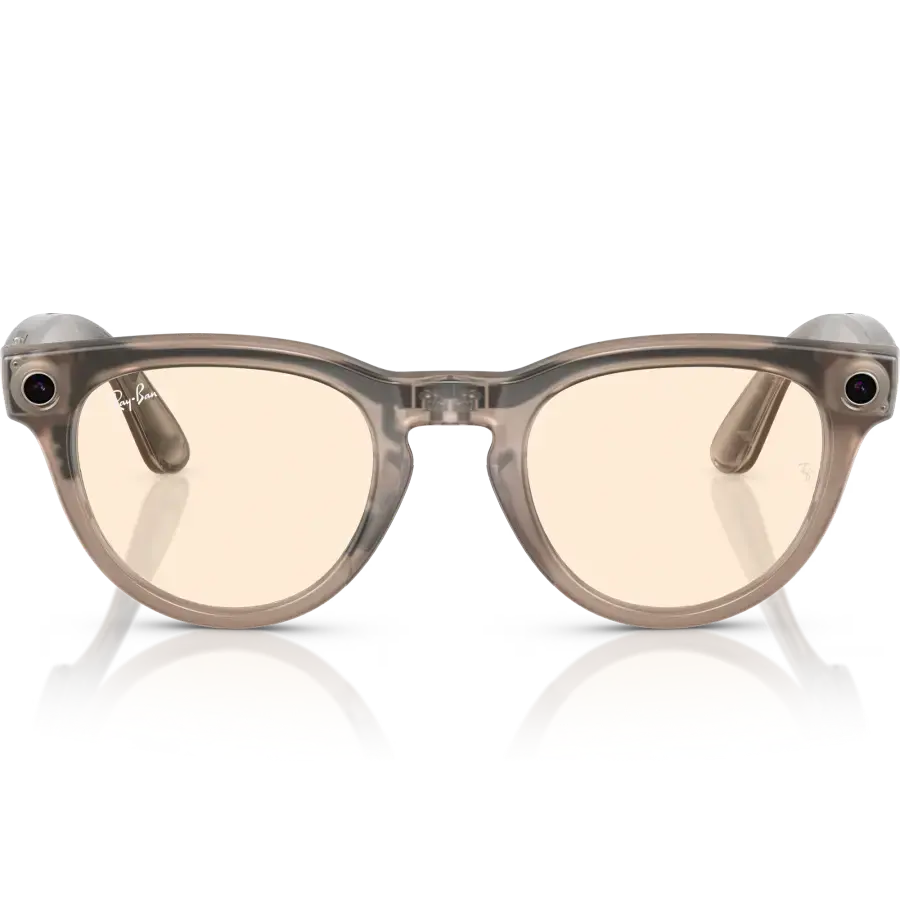 Смарт-очки Ray-Ban | Meta Headliner Standard - Shiny Warm Stone Transparent / Tint to Saffron Yellow Transitions (RW4009 6705ZX 50-23)