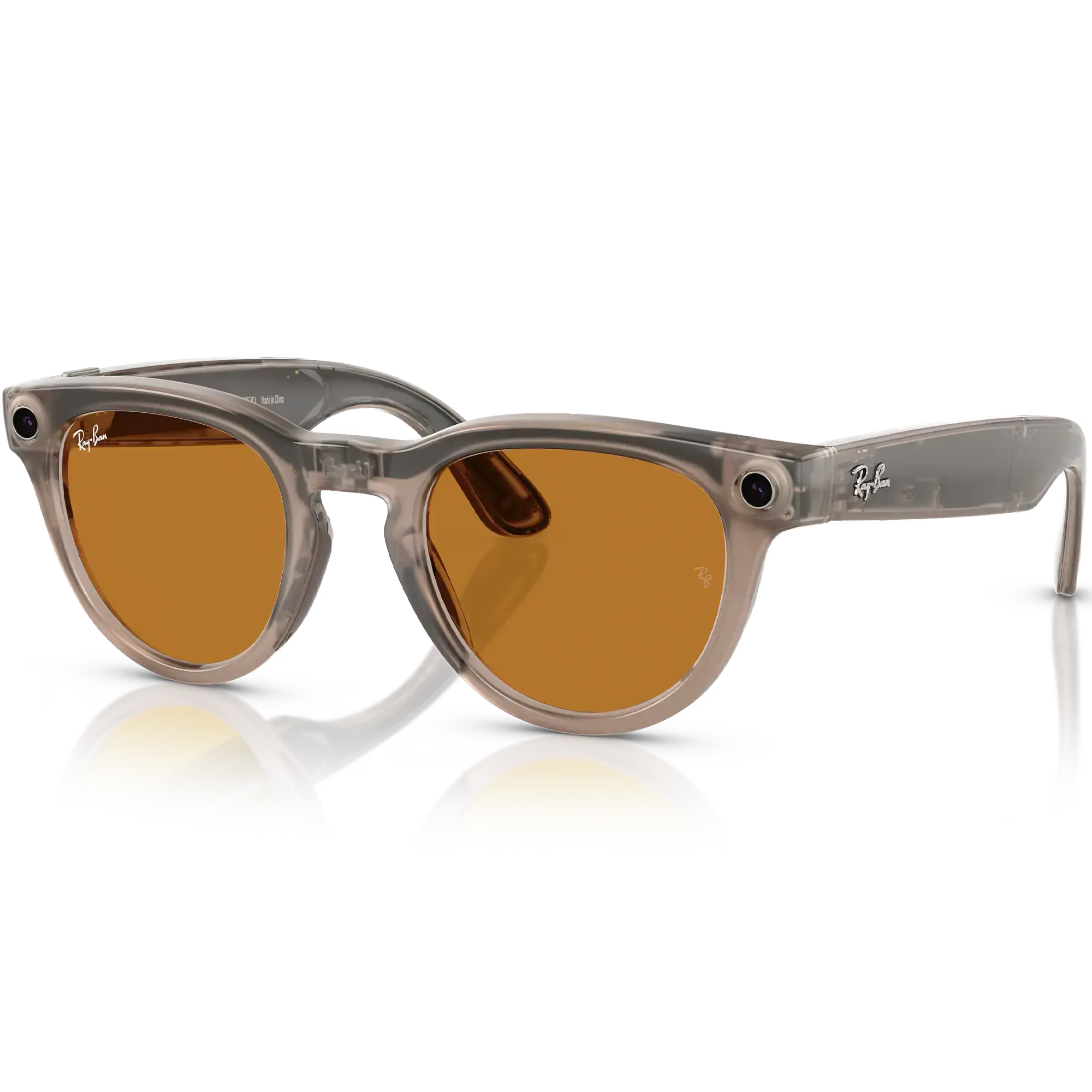 Смарт-очки Ray-Ban | Meta Headliner Standard - Shiny Warm Stone Transparent / Tint to Saffron Yellow Transitions (RW4009 6705ZX 50-23)