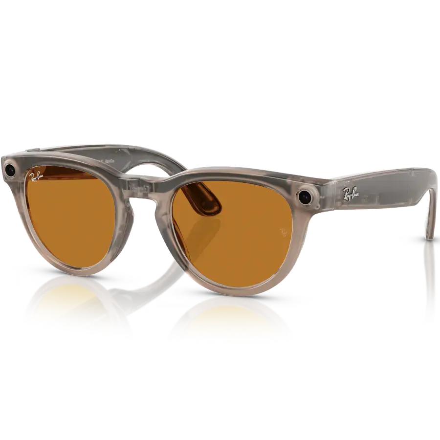 Смарт-очки Ray-Ban | Meta Headliner Standard - Shiny Warm Stone Transparent / Tint to Saffron Yellow Transitions (RW4009 6705ZX 50-23)