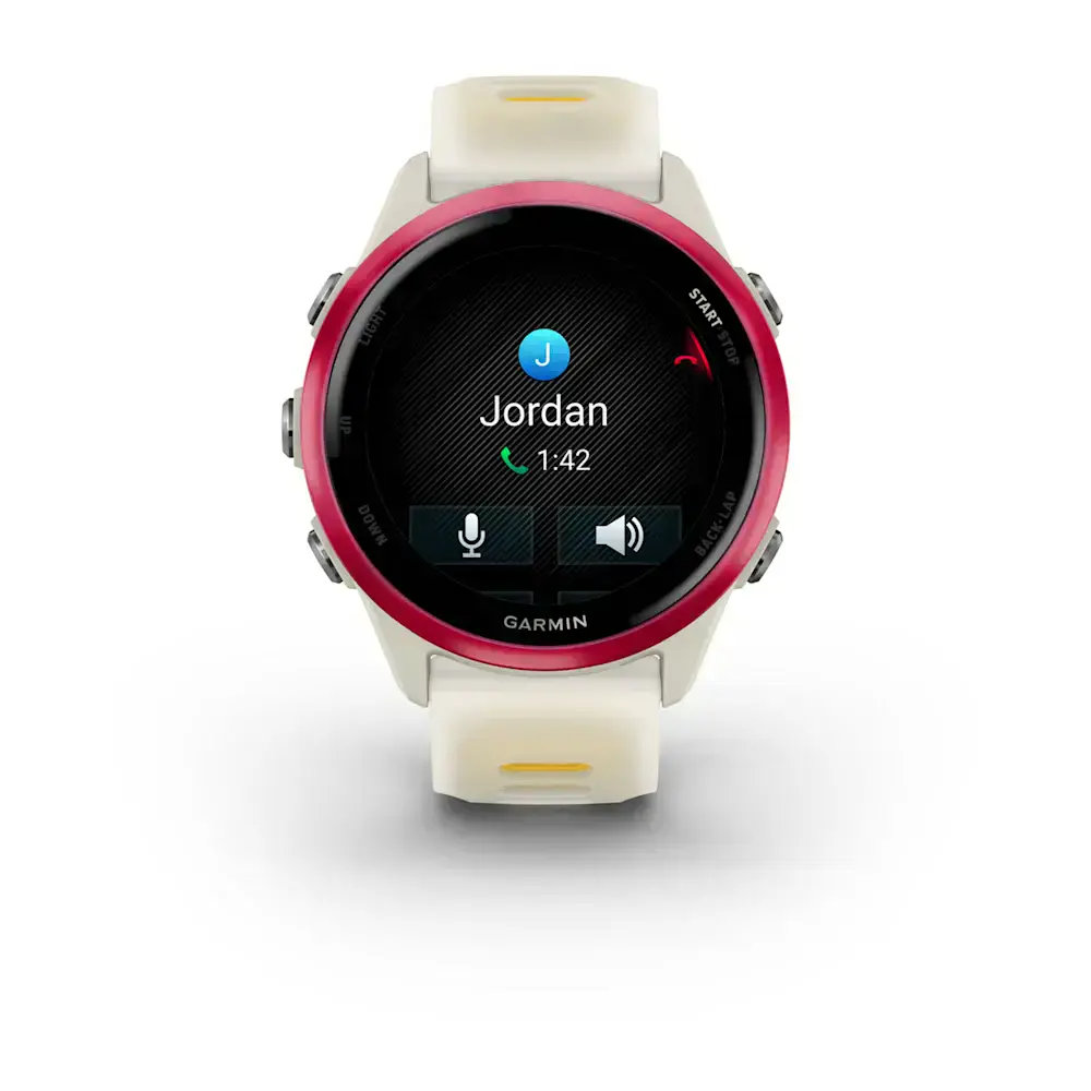 Спортивний годинник Garmin Forerunner 570 - 42 mm Raspberry Aluminum with Translucent Bone/Mango Band (010-02970-02)
