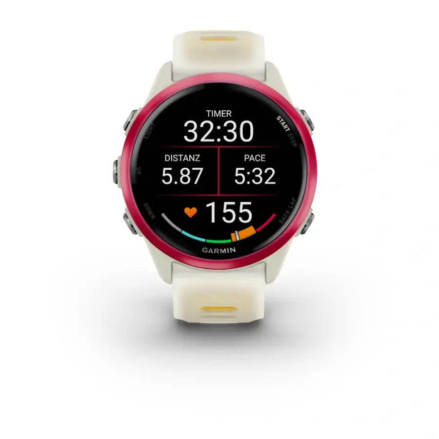 Спортивний годинник Garmin Forerunner 570 - 42 mm Raspberry Aluminum with Translucent Bone/Mango Band (010-02970-02)
