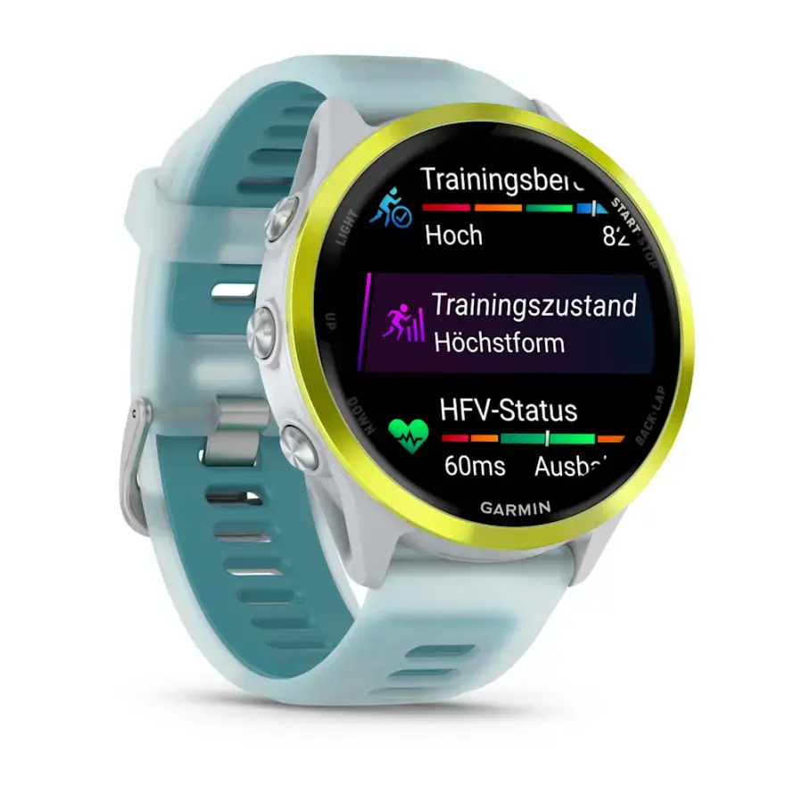 Спортивний годинник Garmin Forerunner 570 - 47 mm Amp Yellow Aluminum with Translucent Whitestone/Turquoise Band (010-02971-01)