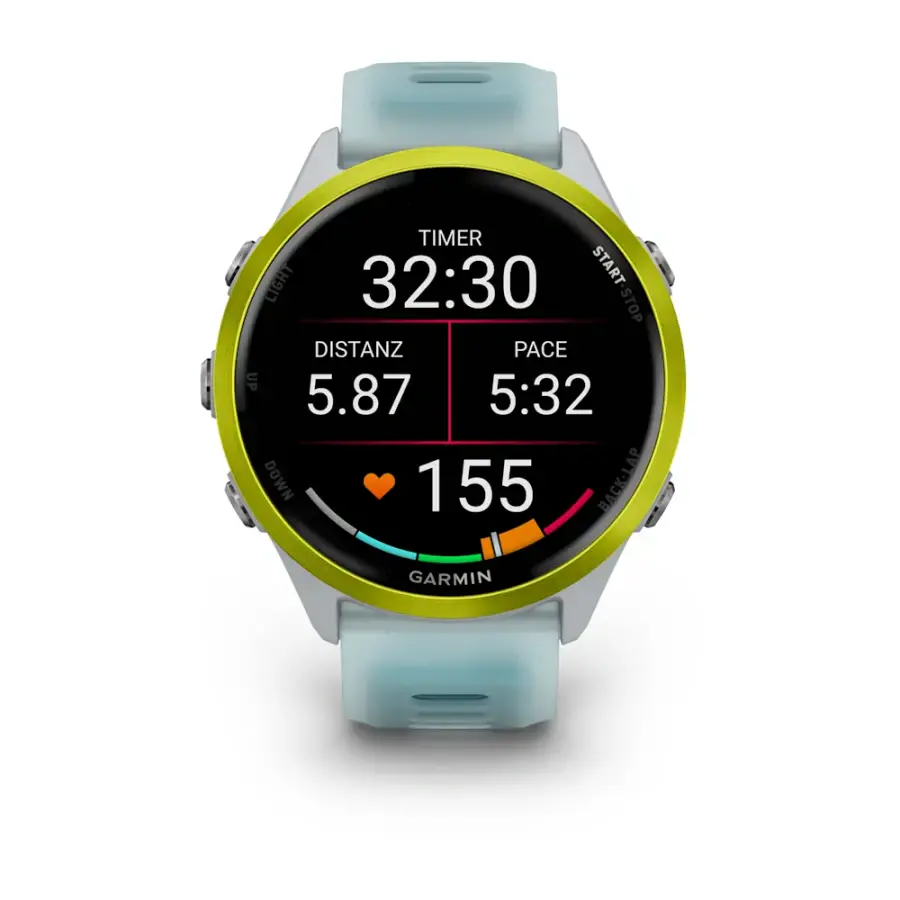 Спортивний годинник Garmin Forerunner 570 - 47 mm Amp Yellow Aluminum with Translucent Whitestone/Turquoise Band (010-02971-01)