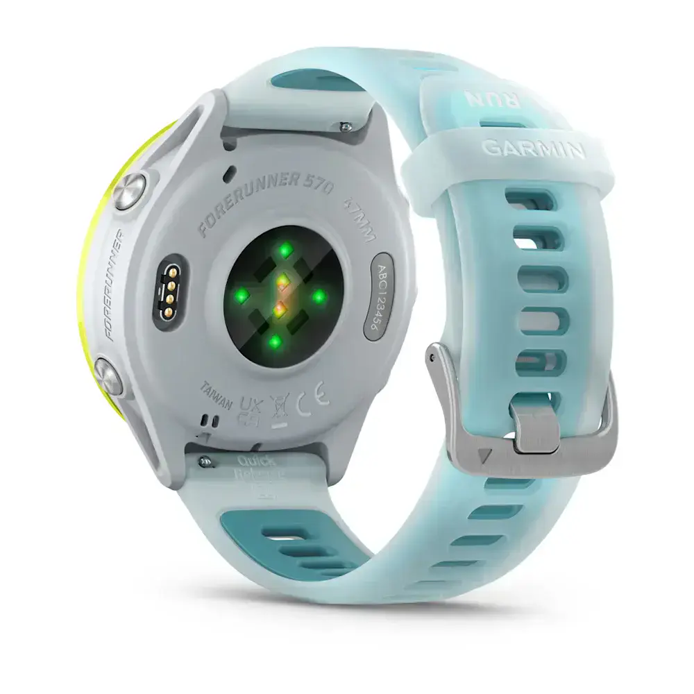 Спортивные часы Garmin Forerunner 570 - 47 mm Amp Yellow Aluminum with Translucent Whitestone/Turquoise Band (010-02971-01)