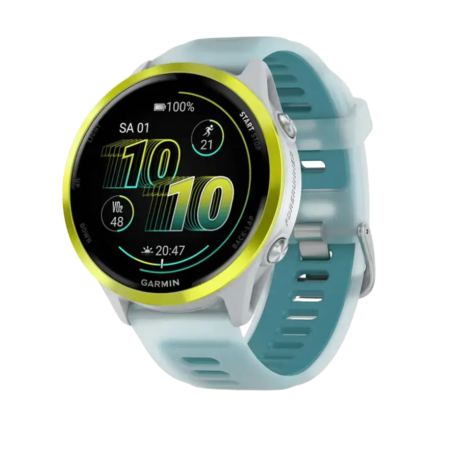 Спортивний годинник Garmin Forerunner 570 - 47 mm Amp Yellow Aluminum with Translucent Whitestone/Turquoise Band (010-02971-01)