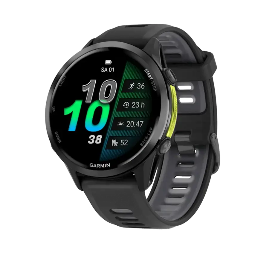 Спортивний годинник Garmin Forerunner 970 Carbon Gray DLC Titanium with Black Case and Black/Translucent Whitestone Band (010-02969-10)