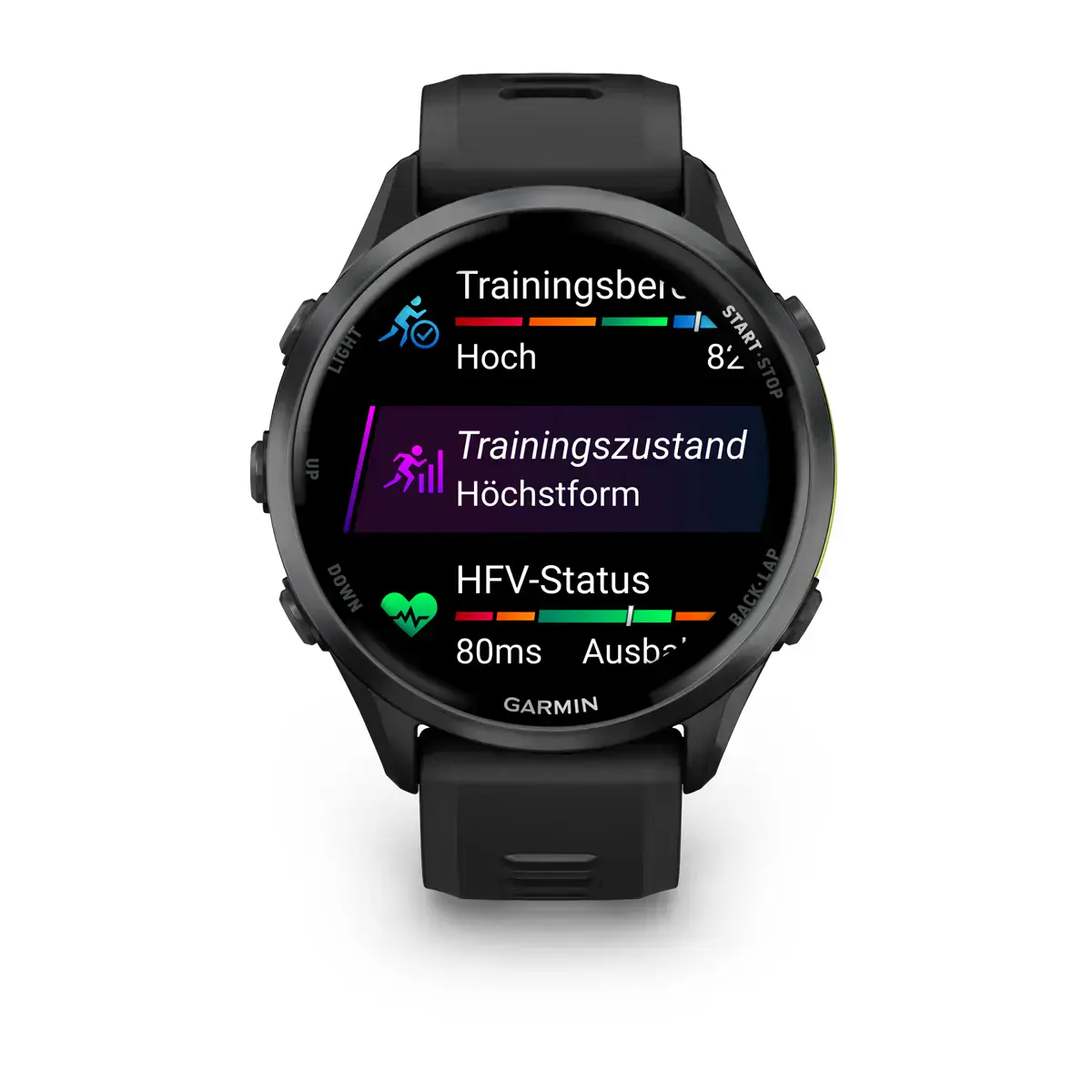 Спортивные часы Garmin Forerunner 970 Carbon Gray DLC Titanium with Black Case and Black/Translucent Whitestone Band (010-02969-10)