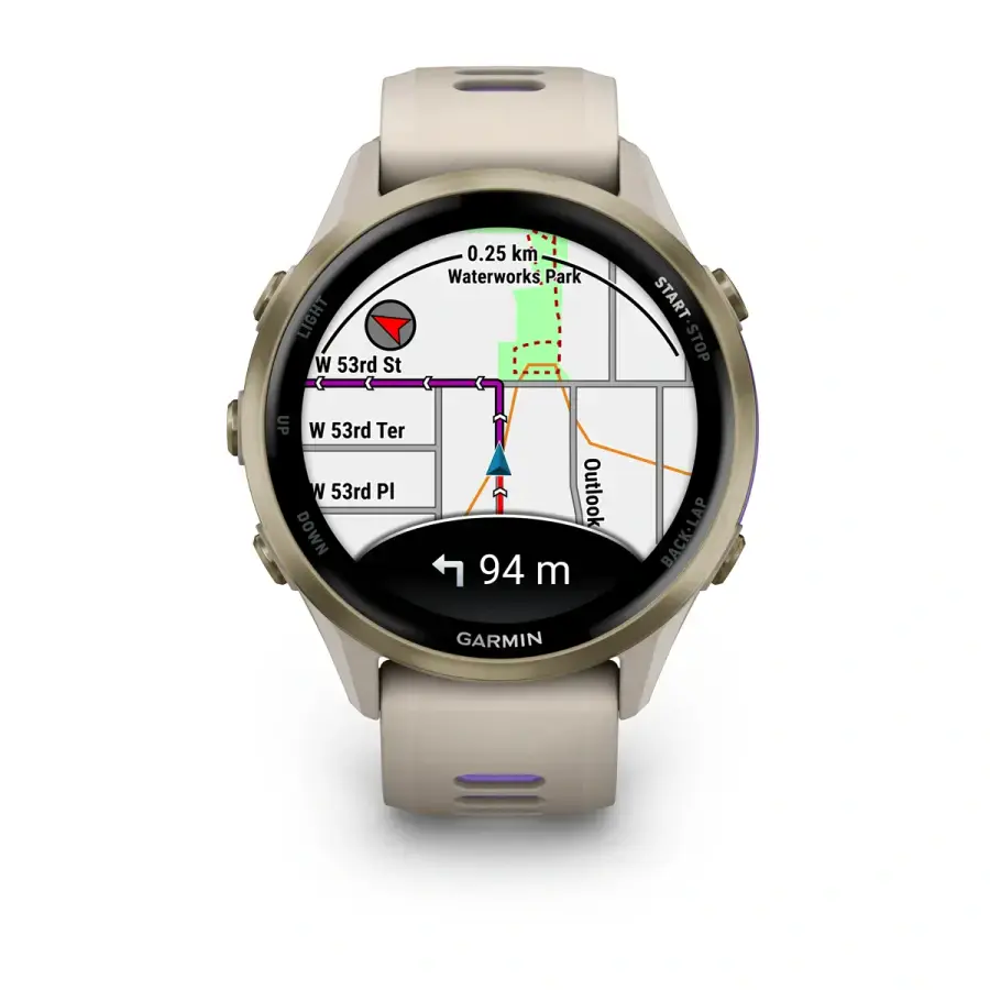 Спортивний годинник Garmin Forerunner 970 Soft Gold Titanium with French Gray Case and French Gray/Translucent Indigo Band (010-02969-12)