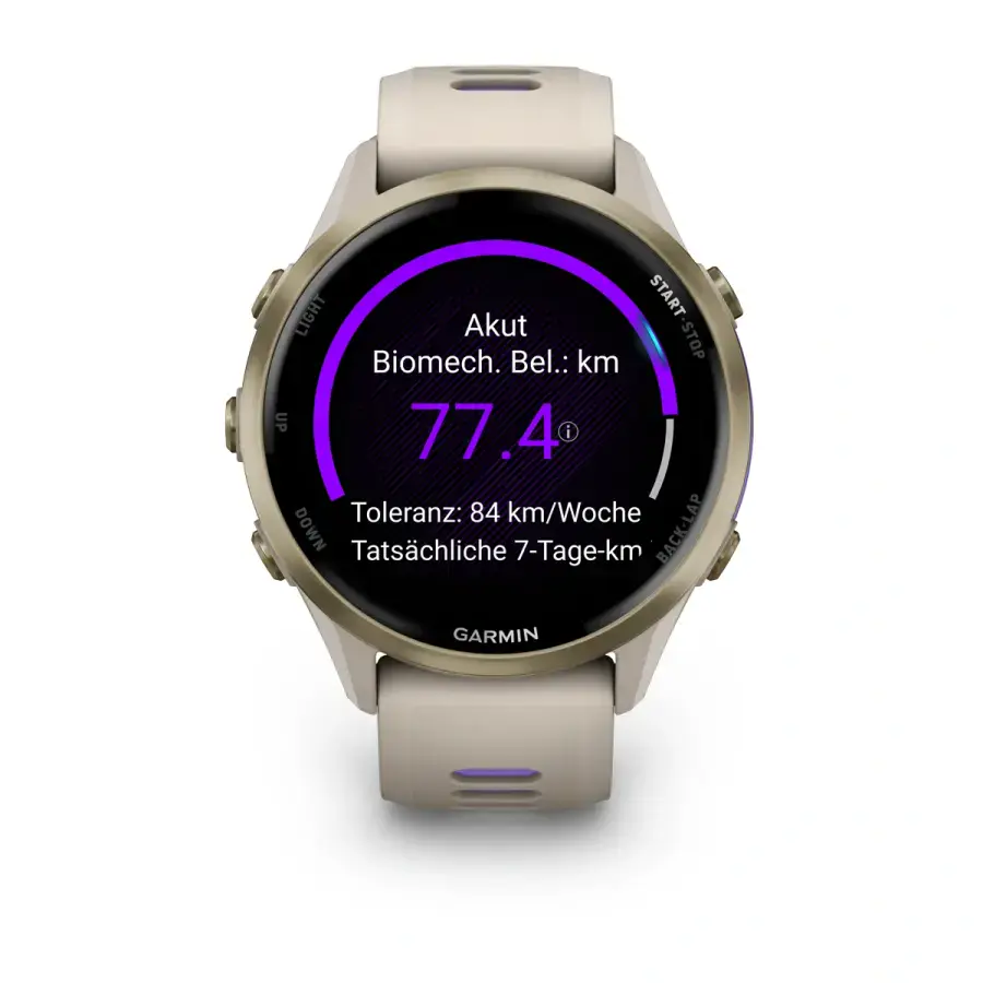 Спортивний годинник Garmin Forerunner 970 Soft Gold Titanium with French Gray Case and French Gray/Translucent Indigo Band (010-02969-12)