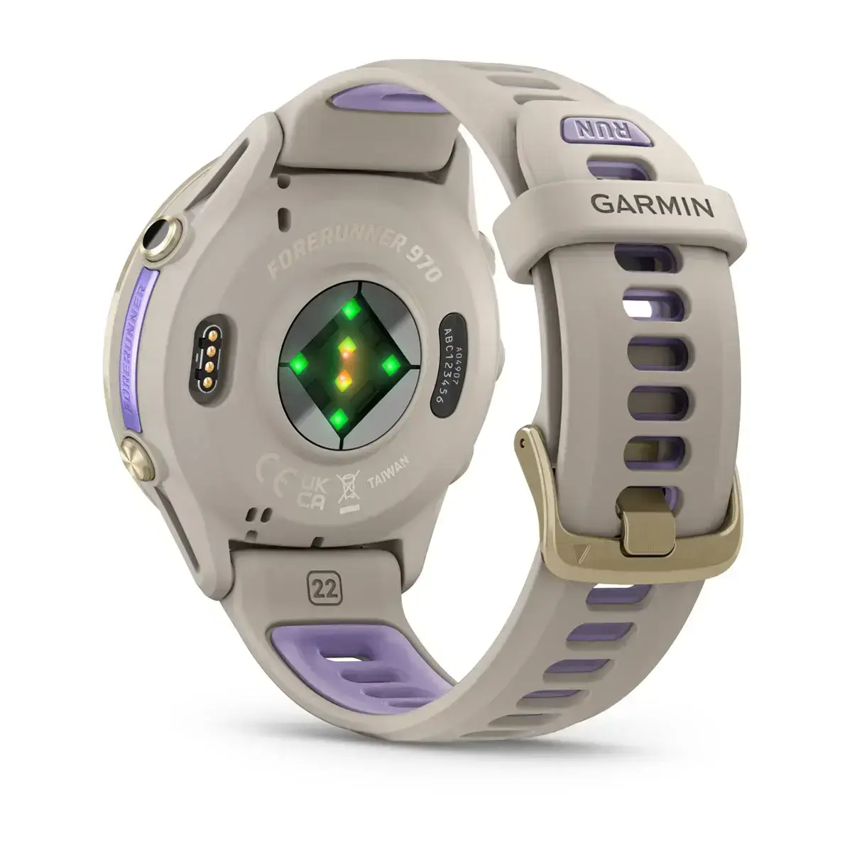 Спортивний годинник Garmin Forerunner 970 Soft Gold Titanium with French Gray Case and French Gray/Translucent Indigo Band (010-02969-12)
