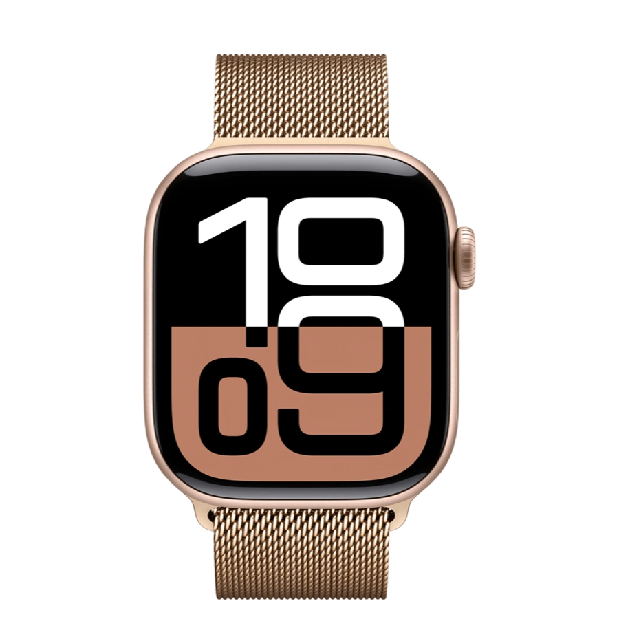 Apple Watch Series 10 GPS 42mm Rose Gold Aluminum Case with Gold Milanese Loop (MWWY3+MXMN3)
