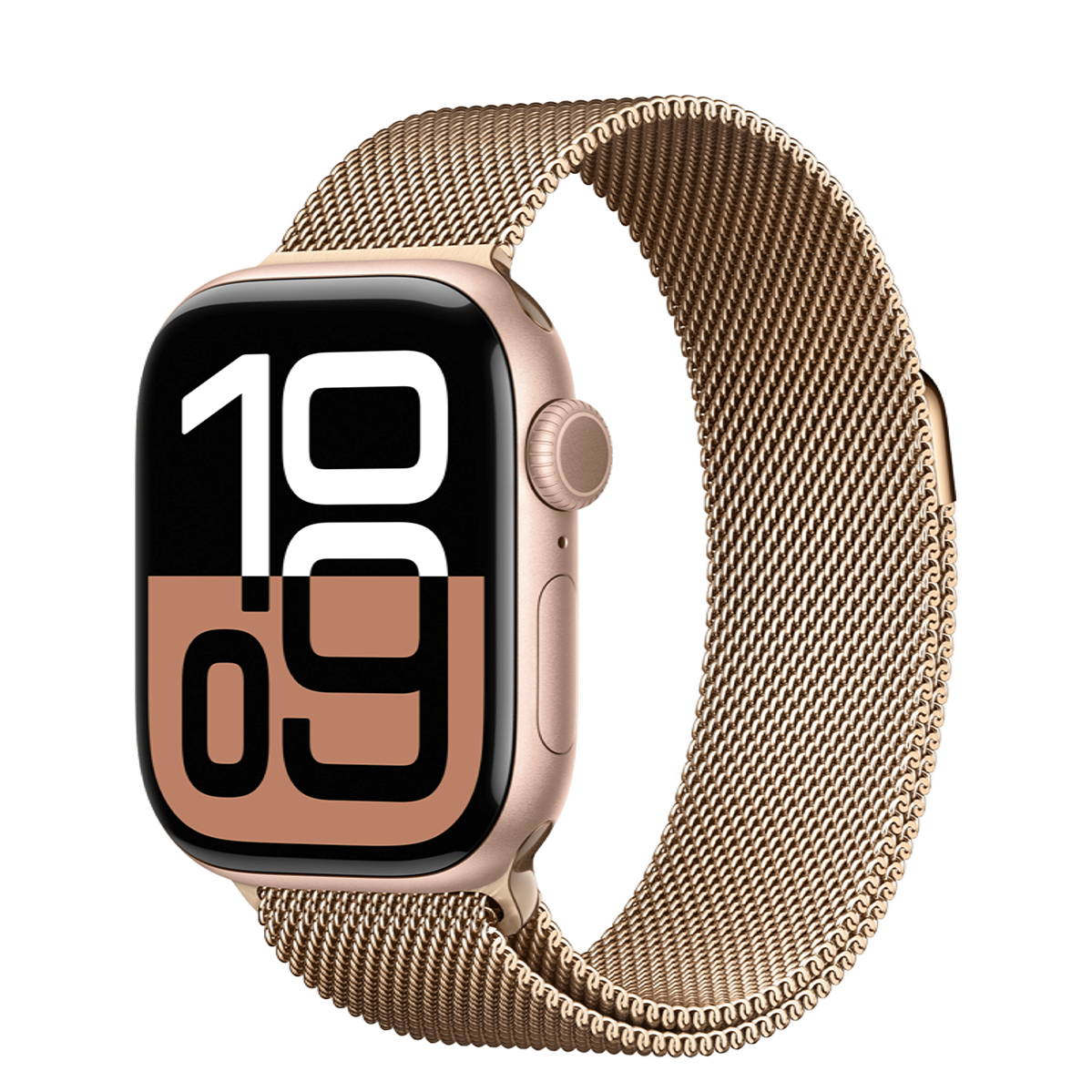 Apple Watch Series 10 GPS 42mm Rose Gold Aluminum Case with Gold Milanese Loop (MWWY3+MXMN3)