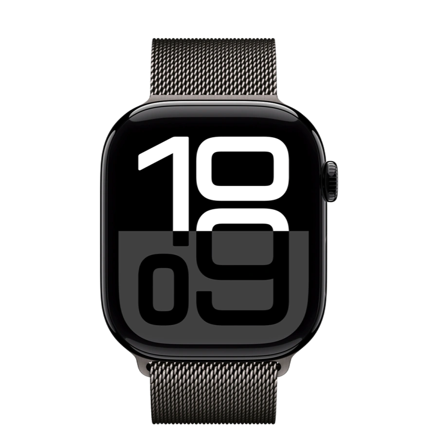 Apple Watch Series 10 GPS 46mm Jet Black Aluminum Case with Slate Milanese Loop - M/L (MWX13+MXMT3)