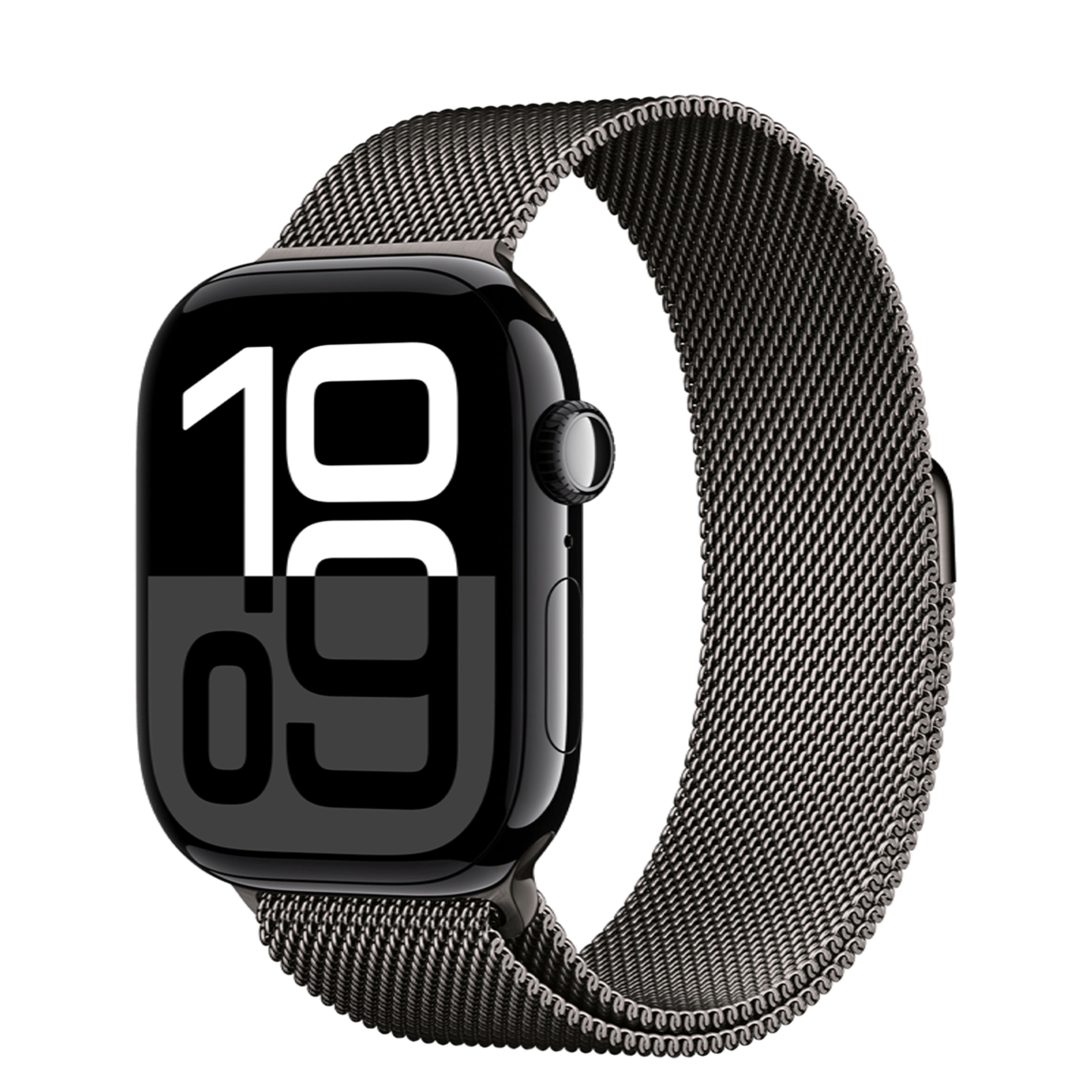 Apple Watch Series 10 GPS 46mm Jet Black Aluminum Case with Slate Milanese Loop - M/L (MWX13+MXMT3)