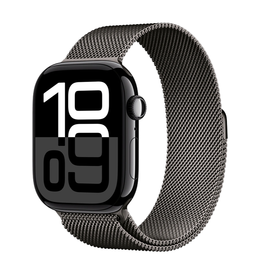 Apple Watch Series 10 GPS 46mm Jet Black Aluminum Case with Slate Milanese Loop - M/L (MWX13+MXMT3)