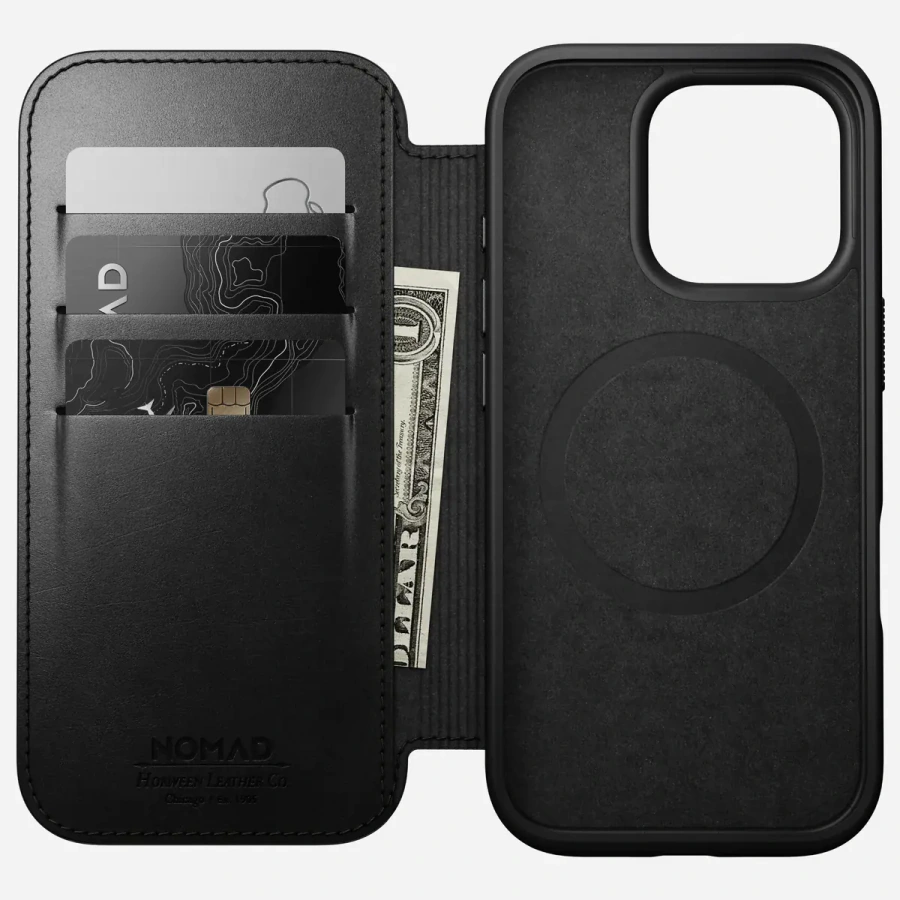 Чохол Nomad Modern Horween Leather Case Folio for iPhone 16 Pro - Black (NM01677185)