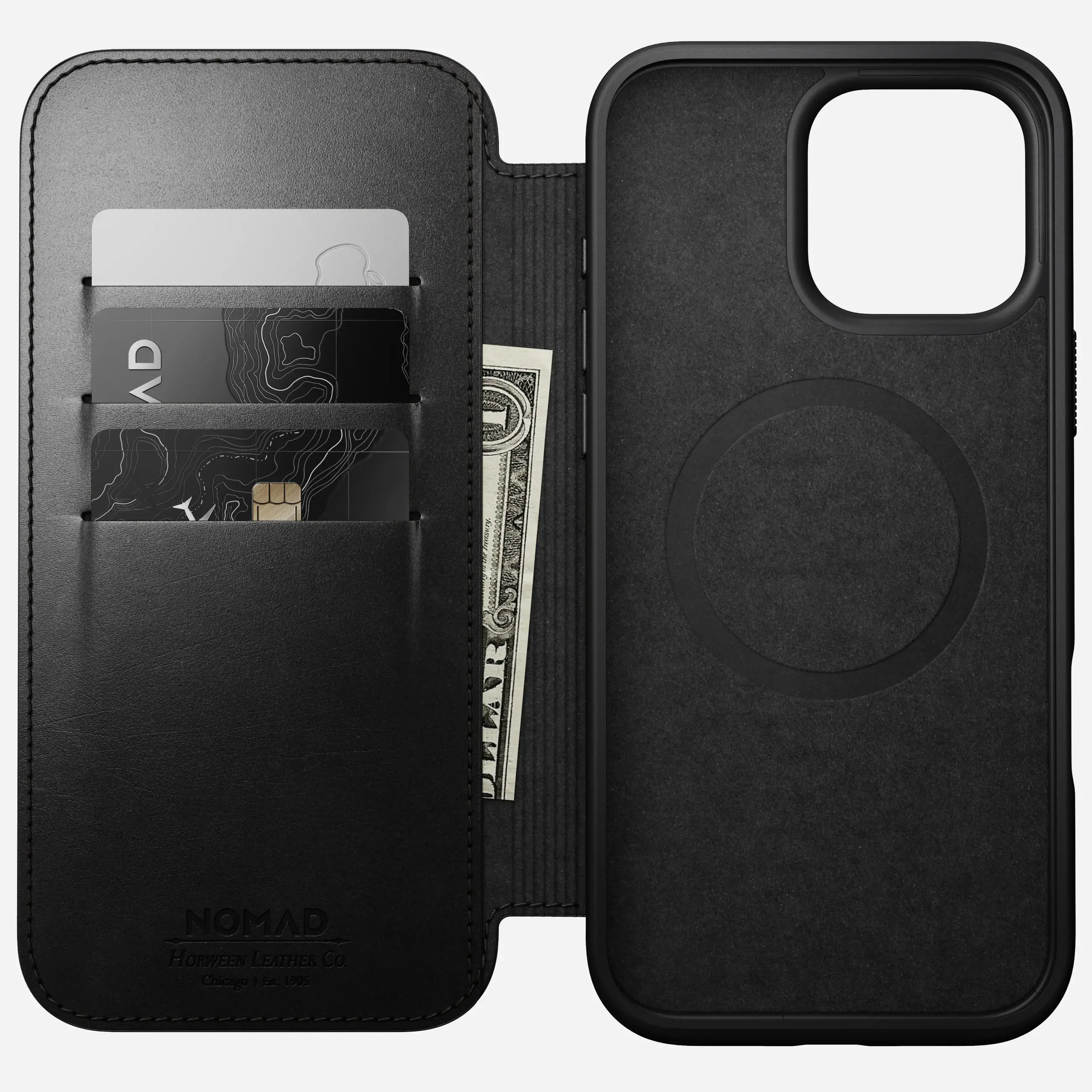 Чехол Nomad Modern Horween Leather Case Folio for iPhone 16 Pro Max - Black (NM01672685)