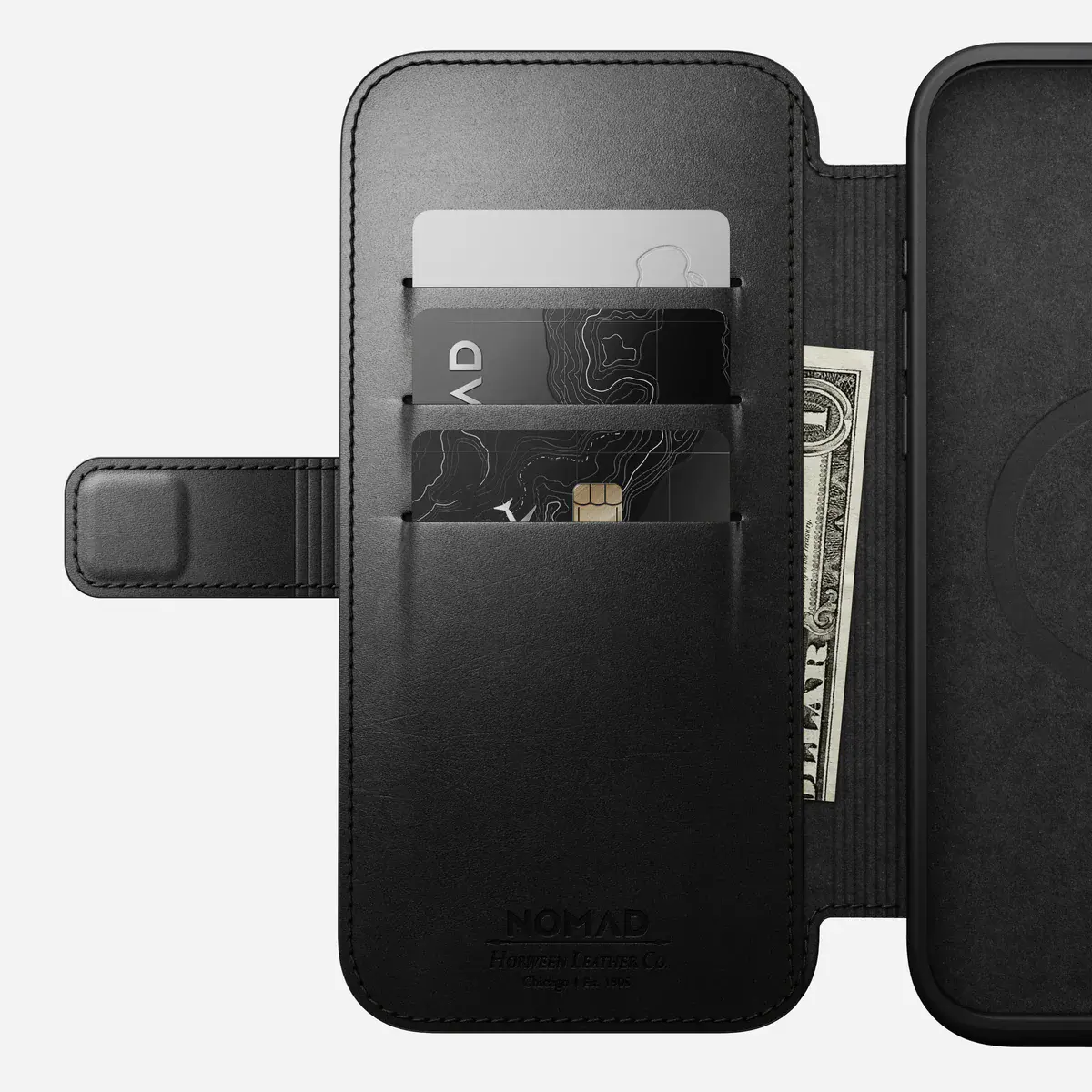 Чехол Nomad Modern Horween Leather Case Folio for iPhone 16 Pro Max - Black (NM01672685)