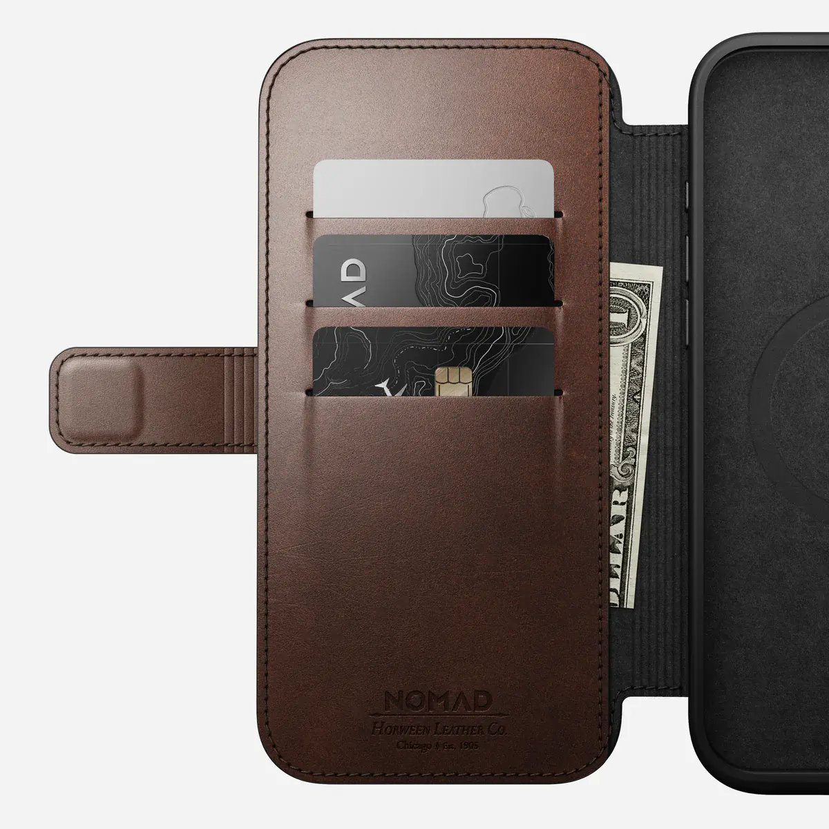Чехол Nomad Modern Horween Leather Case Folio for iPhone 16 Pro Max - Rustic Brown (NM01386285)