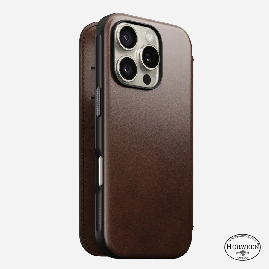 Чохол Nomad Modern Horween Leather Case Folio for iPhone 16 Pro - Rustic Brown (NM01676485)