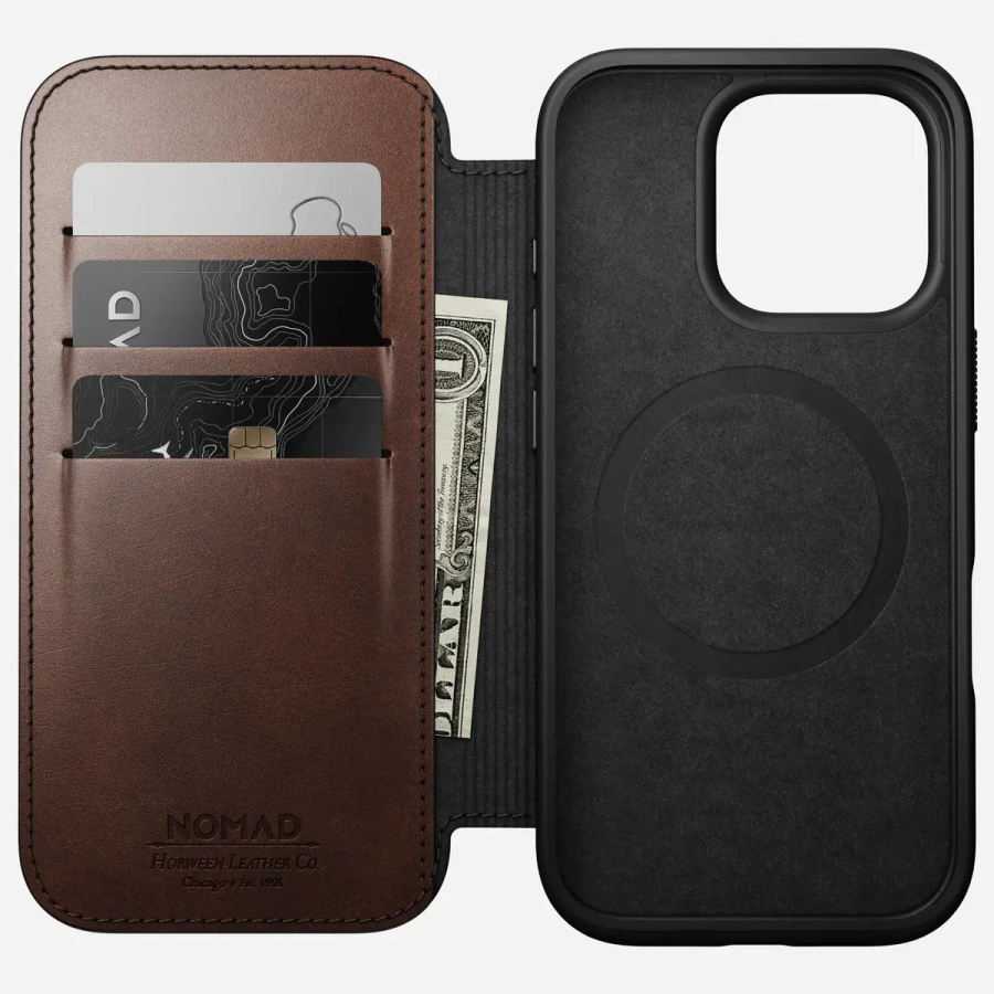 Чохол Nomad Modern Horween Leather Case Folio for iPhone 16 Pro - Rustic Brown (NM01676485)
