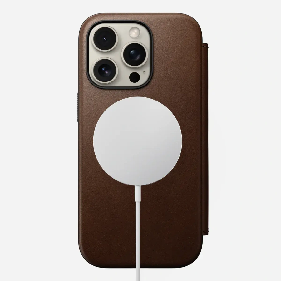 Чохол Nomad Modern Leather Case Folio for iPhone 16 Pro - Brown (NM01679585)