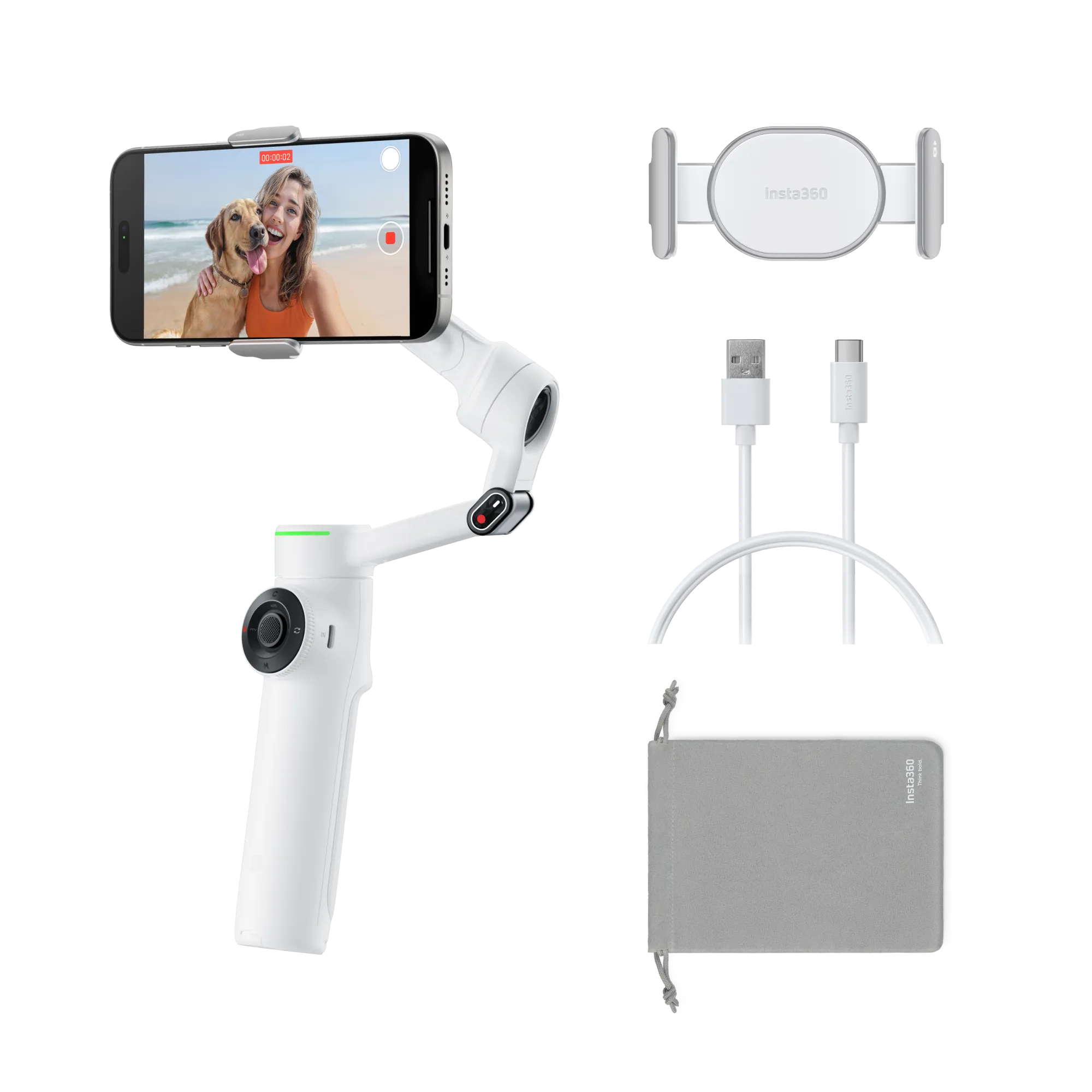 Монопод-стабилизатор для смартфона Insta360 Flow 2 [Standard Bundle] - Summit White (CINSABQA_FLOW2LITE01)