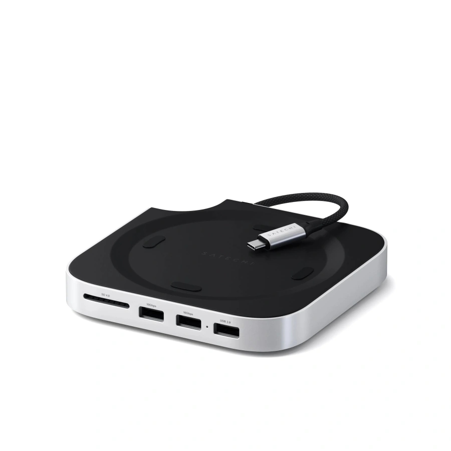 Підставка-док-станція Satechi Mac Mini M4 Stand & Hub with SSD Enclosure - Silver (ST-GNMMES)