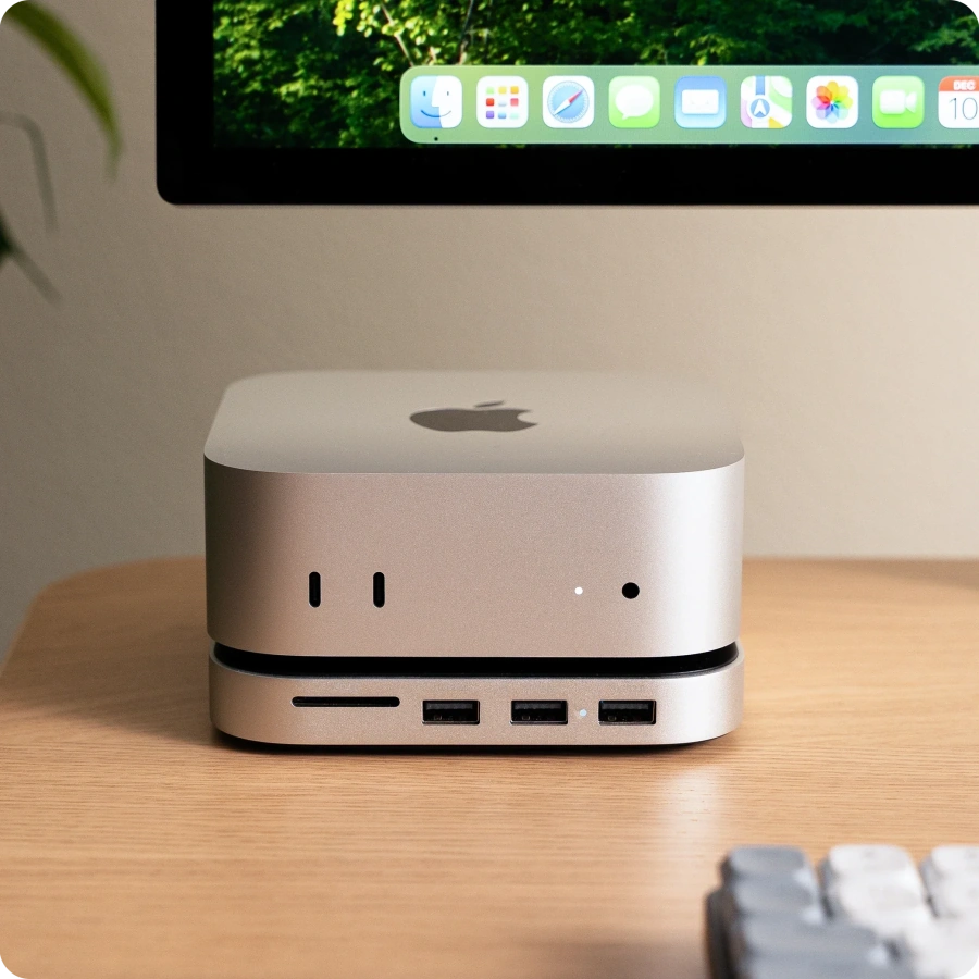 Підставка-док-станція Satechi Mac Mini M4 Stand & Hub with SSD Enclosure - Silver (ST-GNMMES)