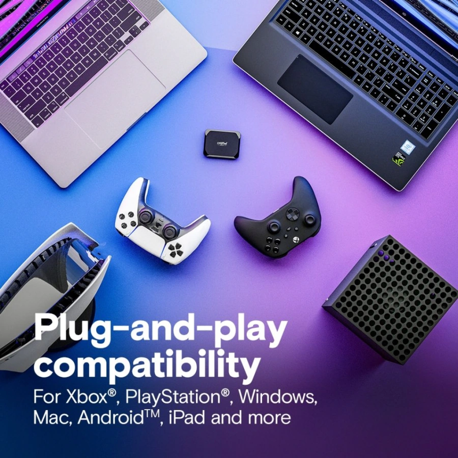 Накопитель SSD внешний Crucial X9 2TB портативный до 1050MB/s USB-C 3.2 (CT2000X9SSD902)