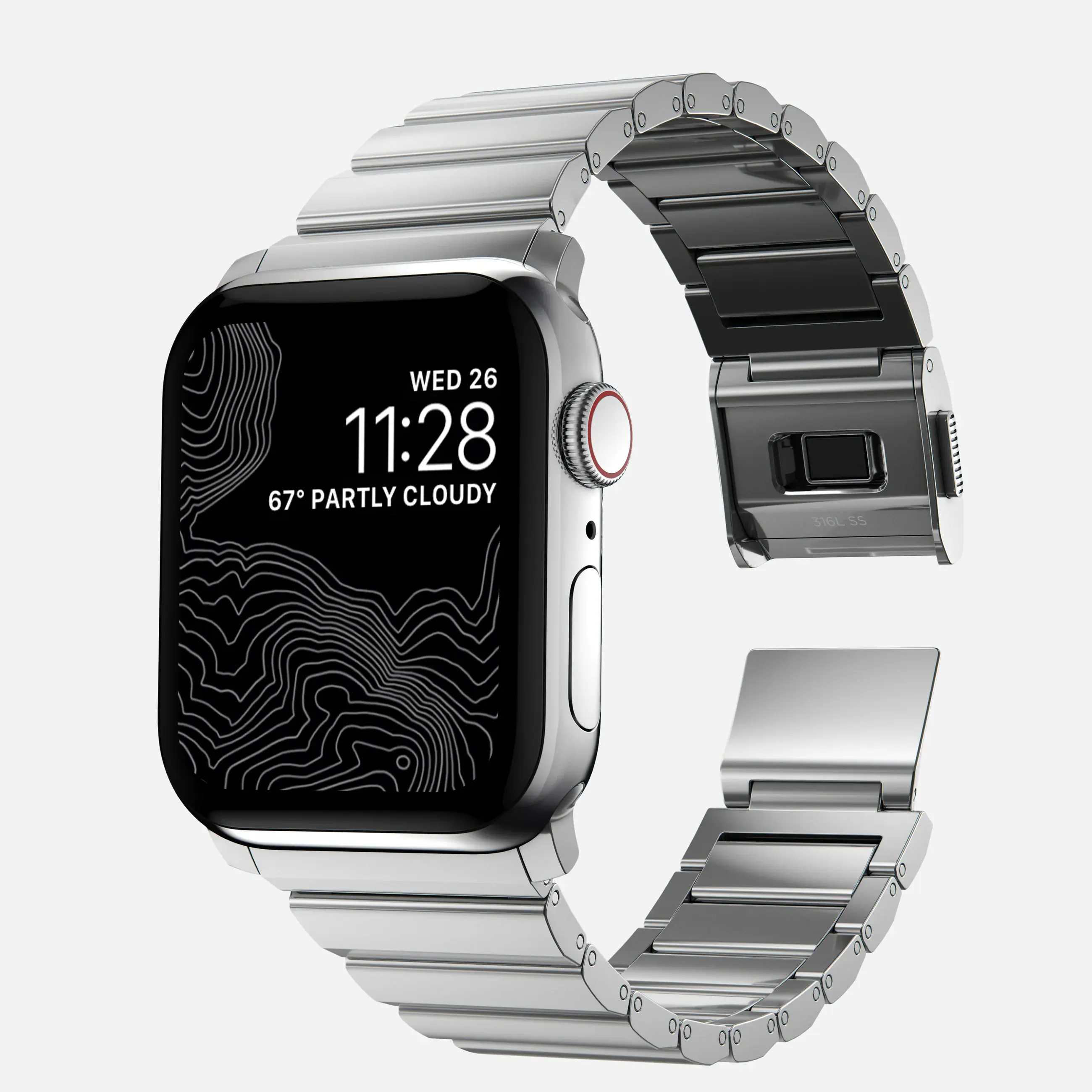 Ремешок Nomad Steel Band для Apple Watch 44/45/46/49mm - Silver Hardware (NM1A4HSXS0)