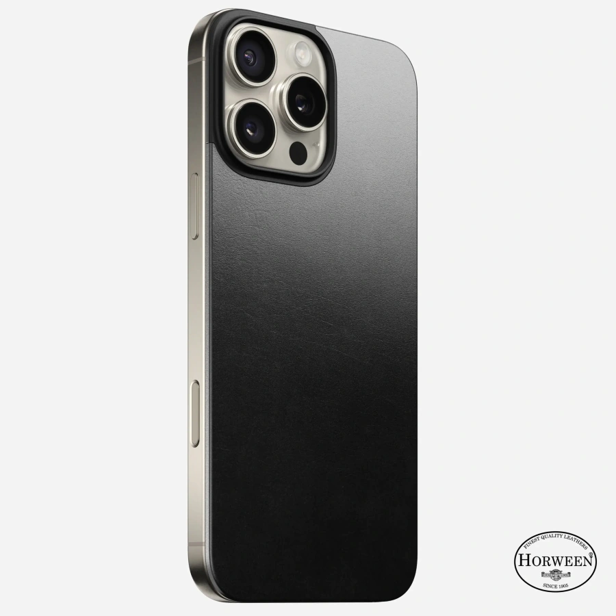 Кожаная магнитная накладка Nomad Magnetic Horween Leather Back for iPhone 16 Pro Max - Black (NM01363385)