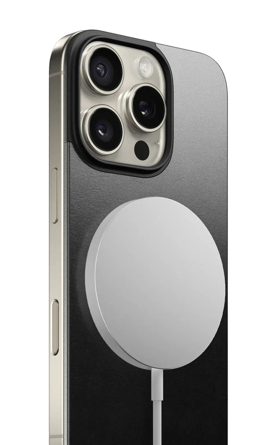 Кожаная магнитная накладка Nomad Magnetic Horween Leather Back for iPhone 16 Pro Max - Black (NM01363385)