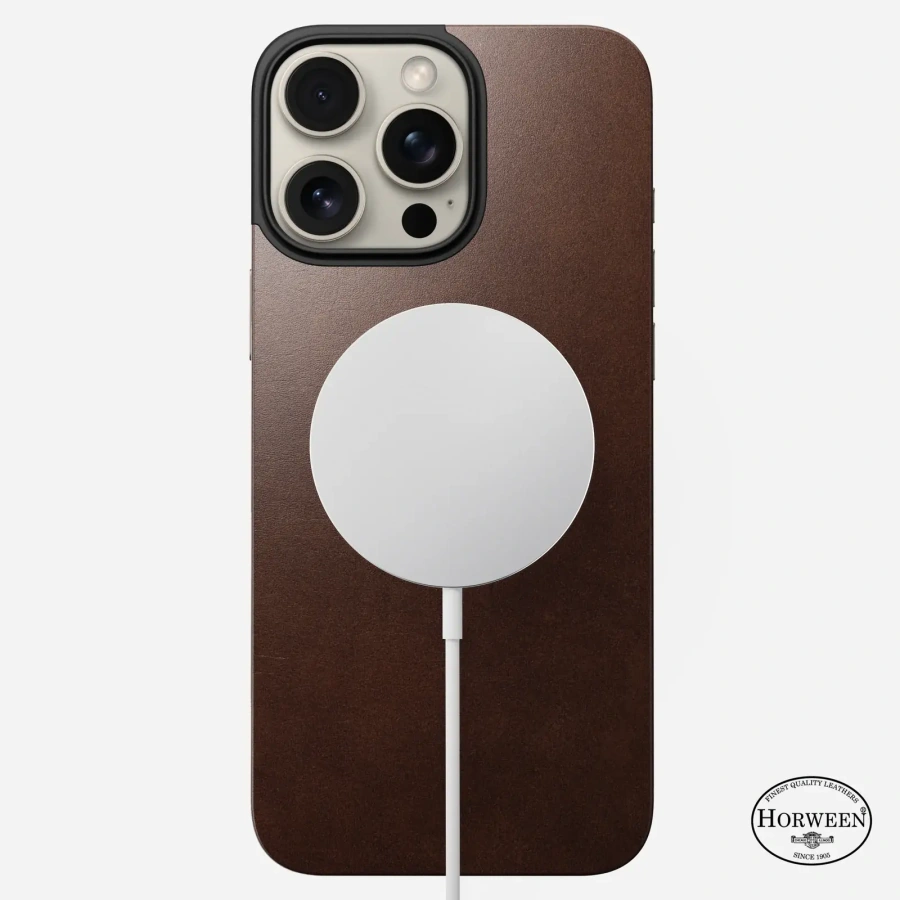 Шкіряна магнітна накладка Nomad Magnetic Horween Leather Back for iPhone 16 Pro Max - Rustic Brown (NM01361985)