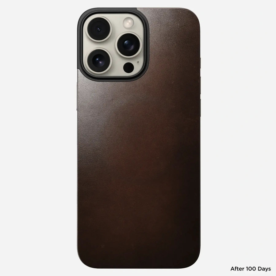 Шкіряна магнітна накладка Nomad Magnetic Horween Leather Back for iPhone 16 Pro Max - Rustic Brown (NM01361985)