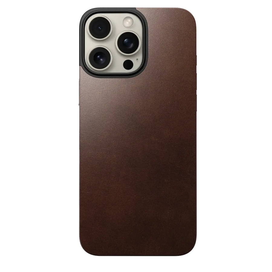 Шкіряна магнітна накладка Nomad Magnetic Horween Leather Back for iPhone 16 Pro Max - Rustic Brown (NM01361985)