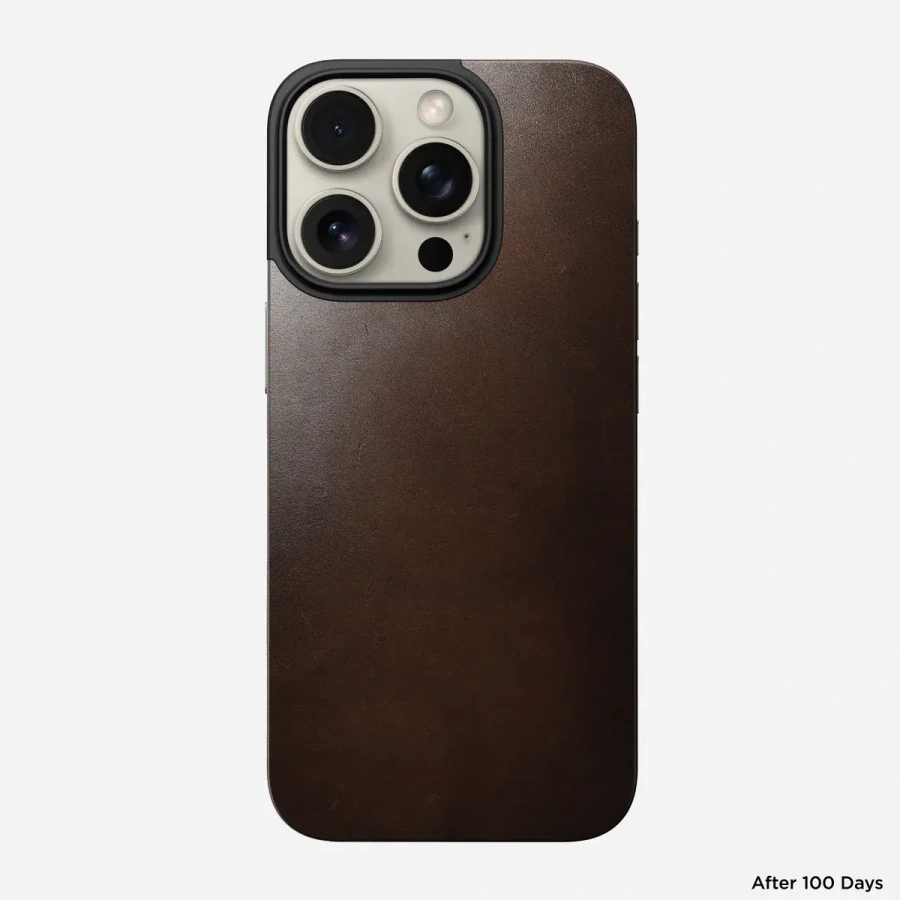 Шкіряна магнітна накладка Nomad Magnetic Horween Leather Back for iPhone 16 Pro - Rustic Brown (NM01362685)
