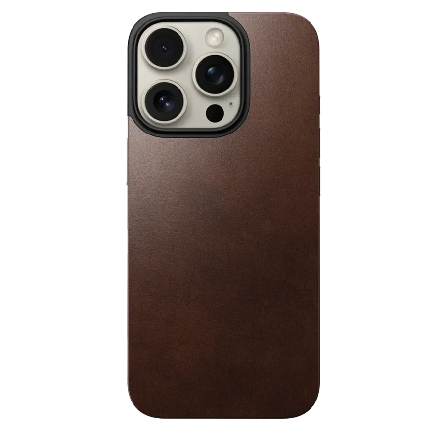 Шкіряна магнітна накладка Nomad Magnetic Horween Leather Back for iPhone 16 Pro - Rustic Brown (NM01362685)